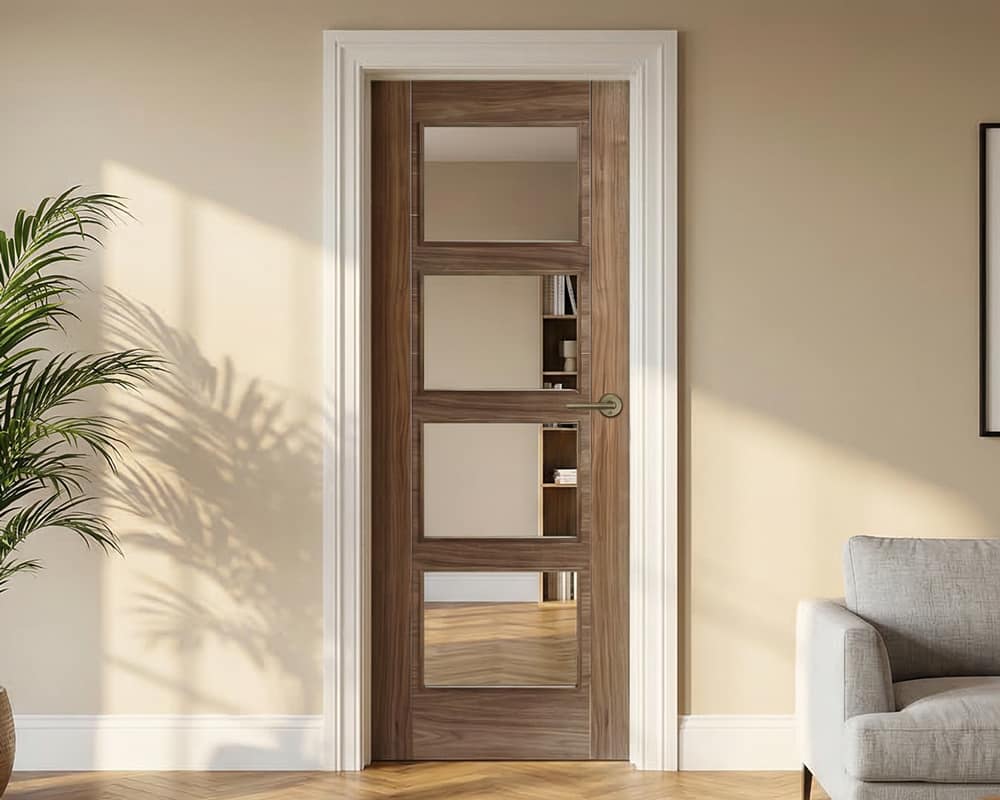 Walnut Vancouver Glazed 4 Light Door Walnut Vancouver Glazed 4 Light Door