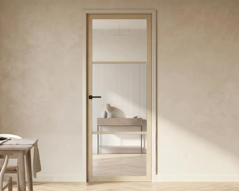 Blonde Oak Sutton Reeded Glazed Door