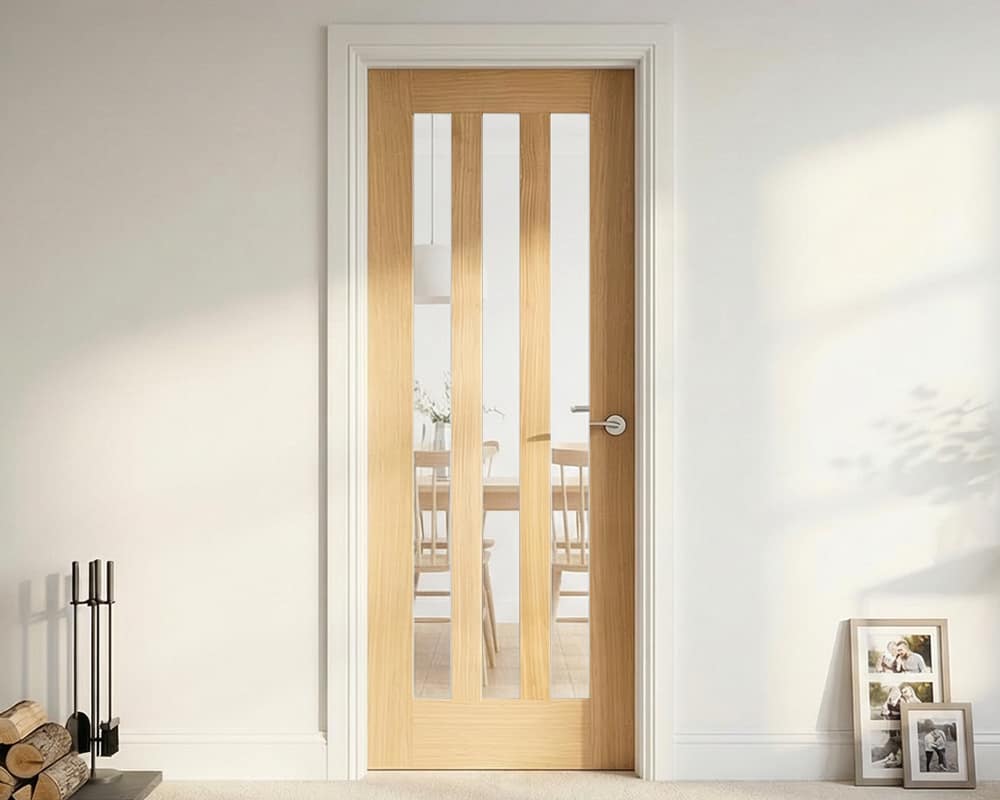 Oak Utah Glazed 3 Light Clear Door