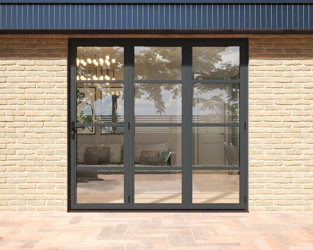 Revere Grey Industrial External Bifolds 2100mm