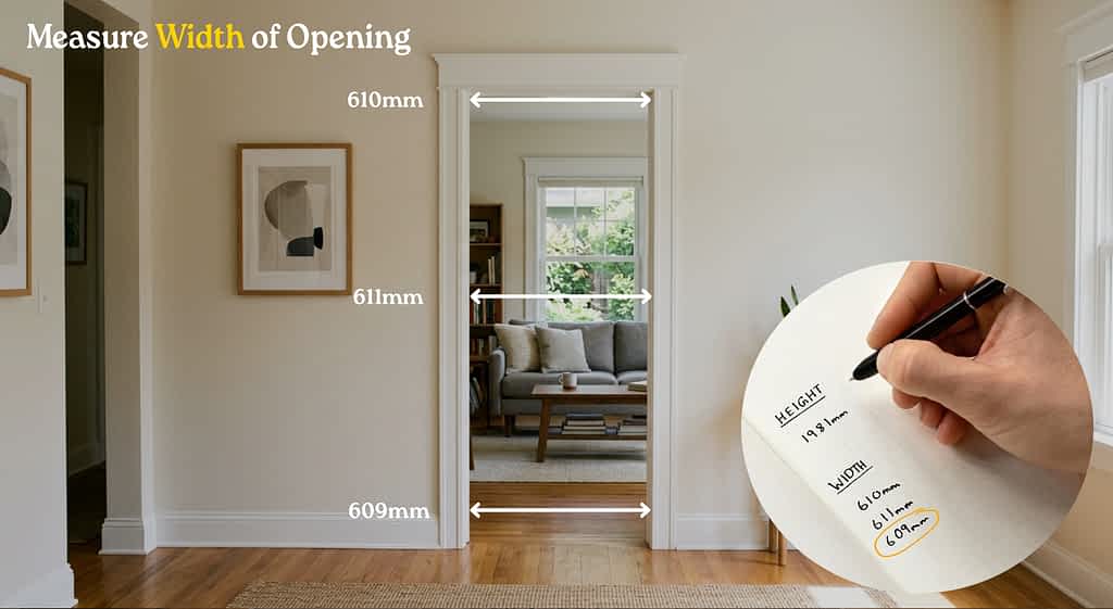 Measuring the width of an internal door