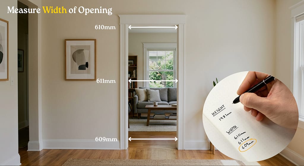 Measuring the width of an internal door