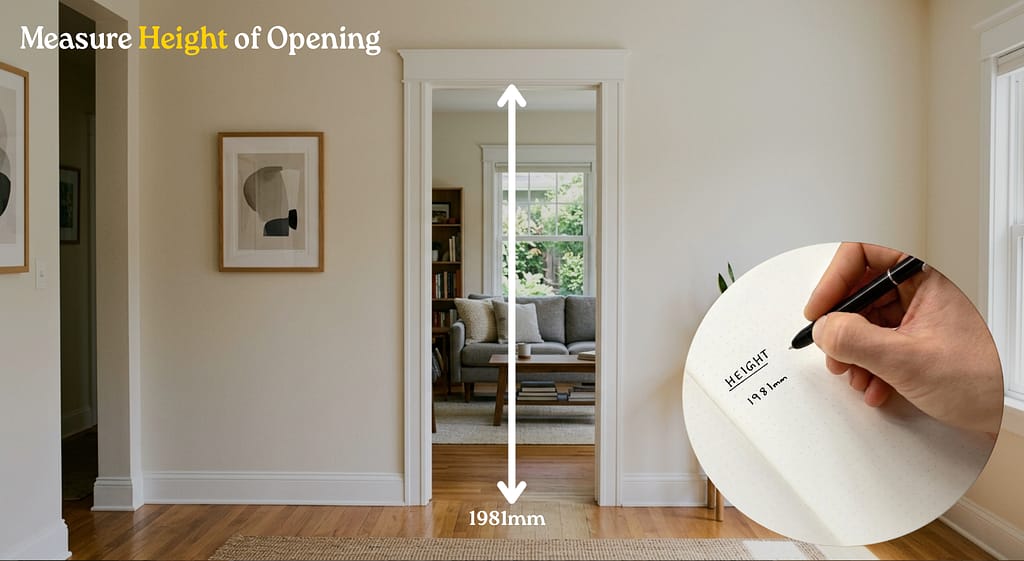 Measuring the height of an internal door