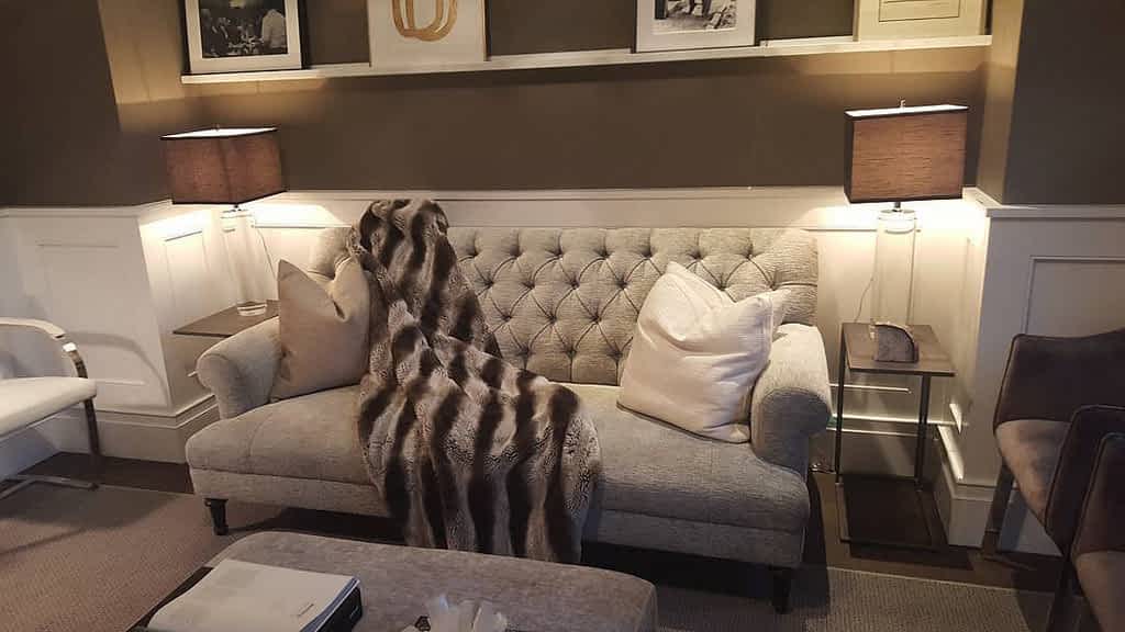 sofa with throw