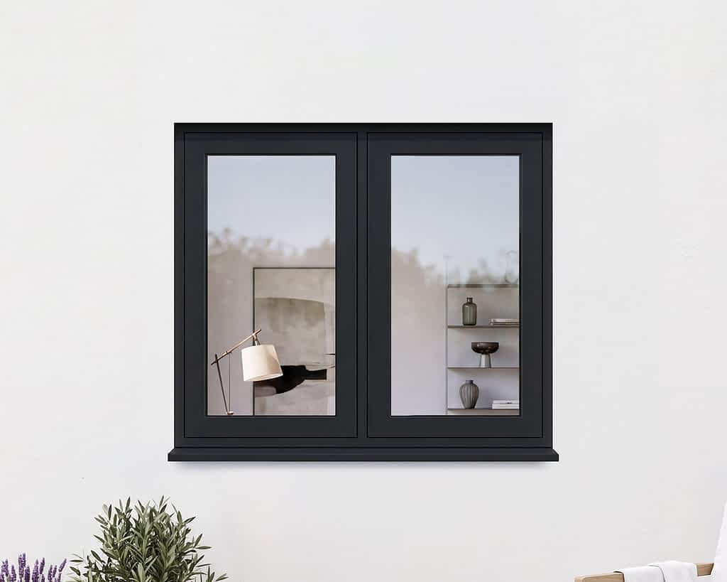 Revere Black Flush Casement Window 1190 x 1040 Side Fixed Side Opener