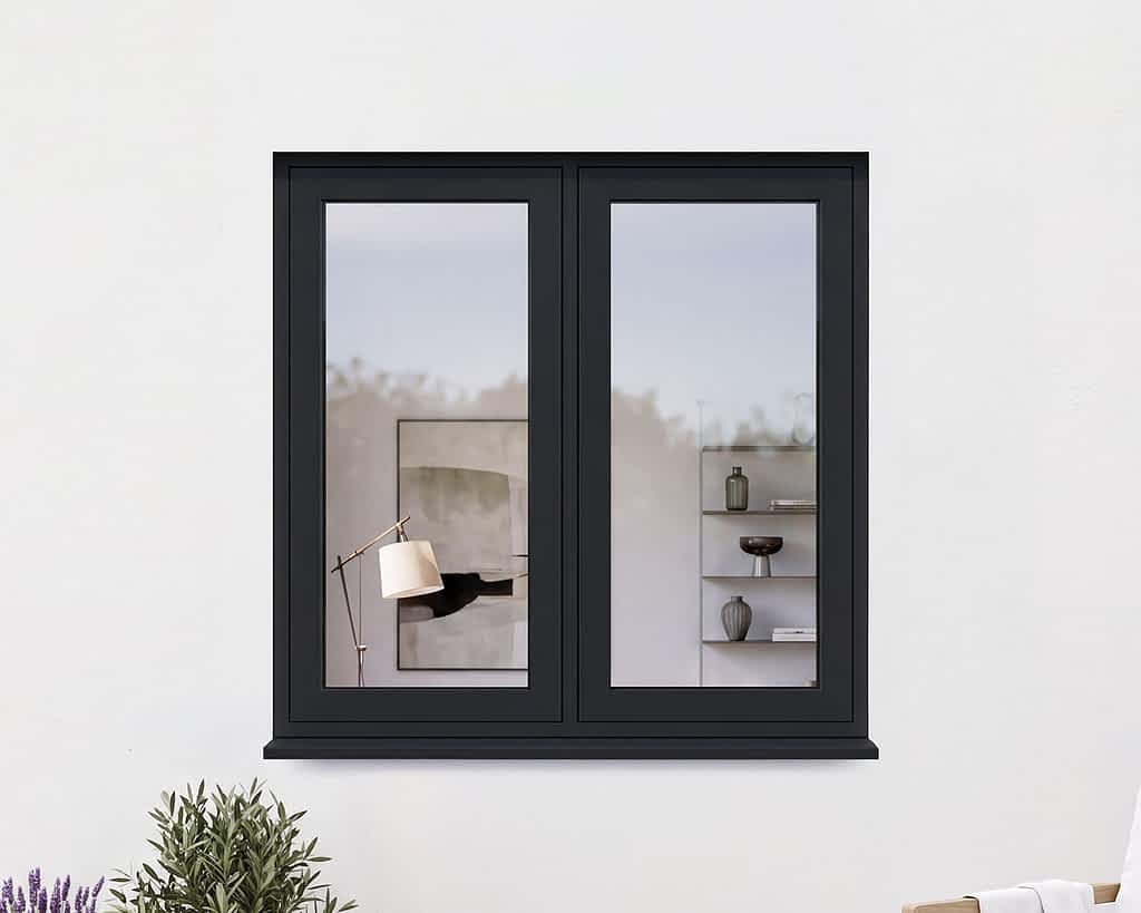 Revere Black Flush Casement Window 1190 x 1190 Side Fixed Side Opener