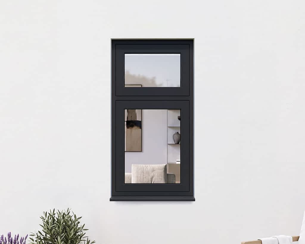 Revere Black Flush Casement Window 620 x 1190 Bottom Fixed Top Opener