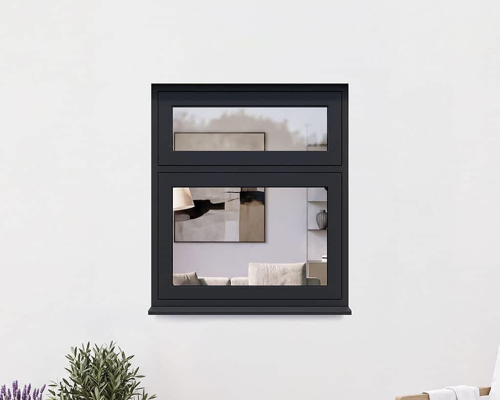 Revere Black Flush Casement Window 905 x 1040 Bottom Fixed Top Opener