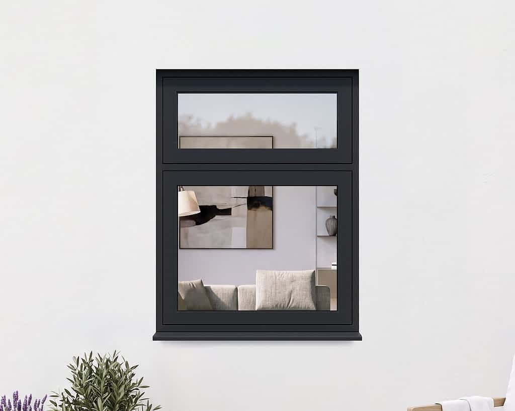 Revere Black Flush Casement Window 905 x 1190 Bottom Fixed Top Opener