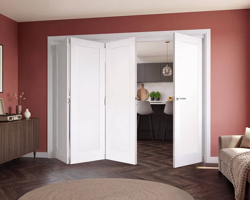Vision White Primed 1 Panel Internal Bifolds 4 door 3+1