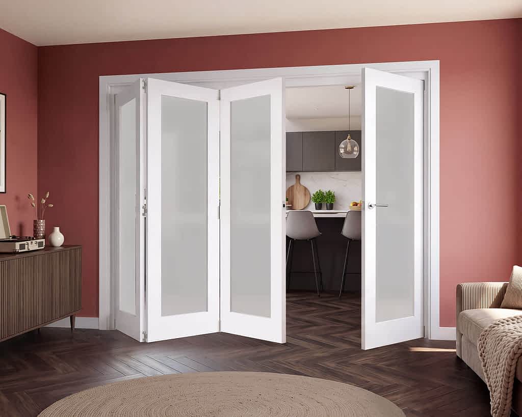 Vision White Primed Frosted Internal Bifolds 4 door 3+1