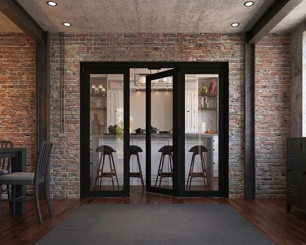 Industrial Heritage Folding French 1 Pre-finished Black Door