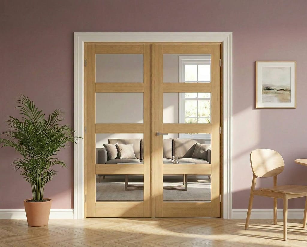Fully finished Oak 4 Light French Door