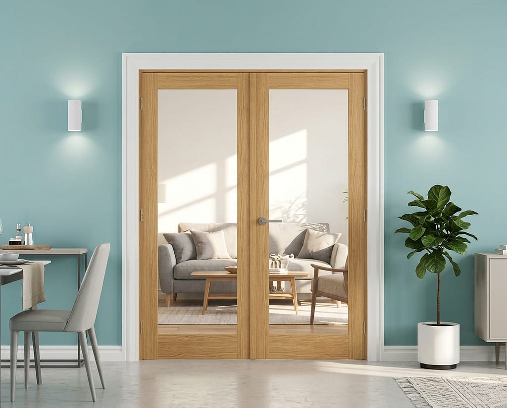 Unfinished Oak 1 Light French Door