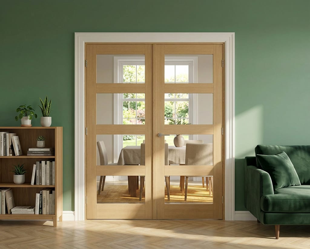 Unfinished Oak 4 Light French Door