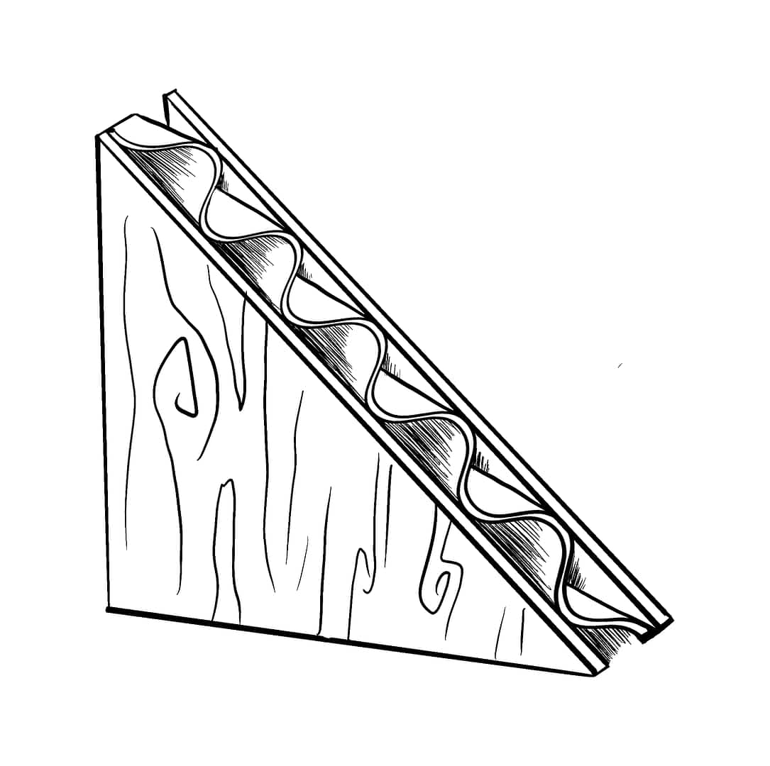 a cross section of the inside of a hollow core door