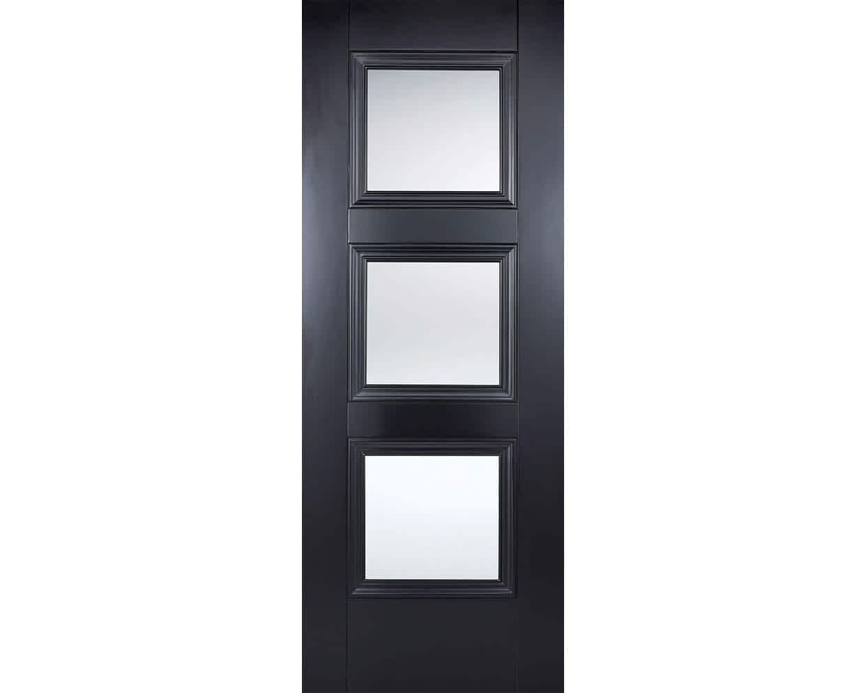 Amsterdam Black Glazed 3 Light Internal Door