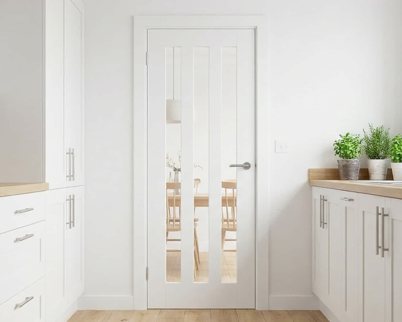 White Utah Glazed 3 Light Clear Door