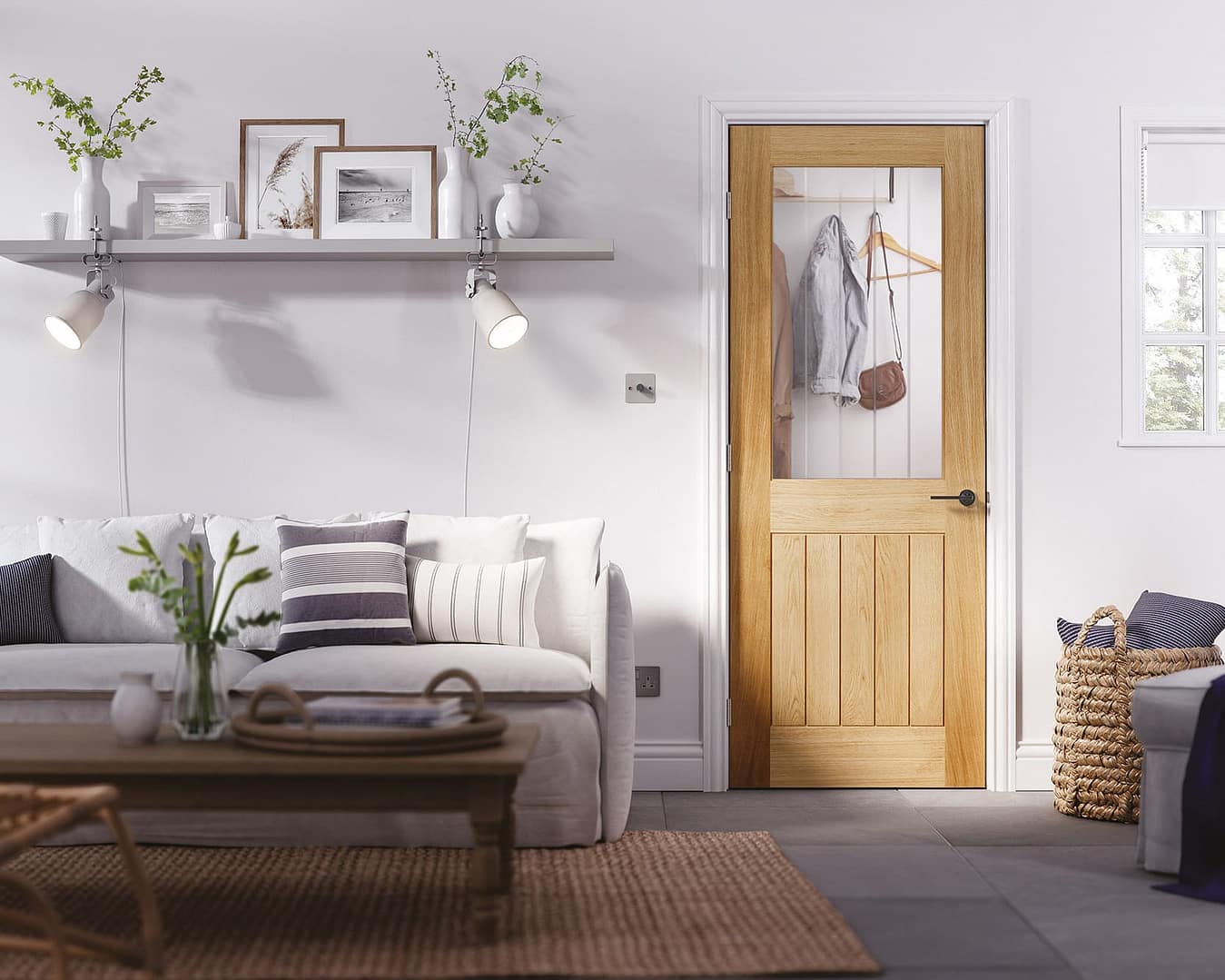 Belize Glazed 1 Light Unfinished Oak Door Belize Glazed 1 Light Unfinished Oak Door