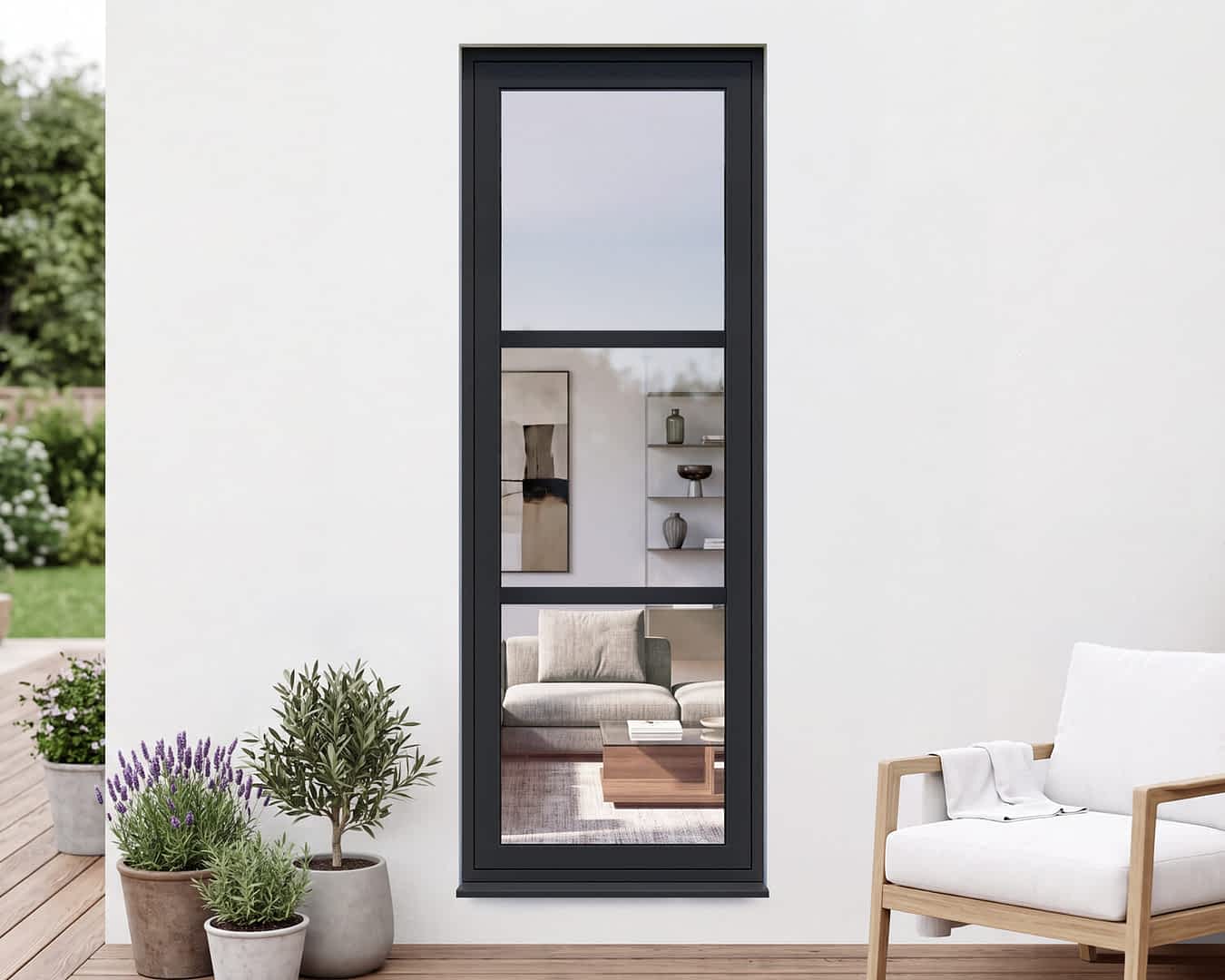 Revere Black Industrial Flush Casement Window 750 x 2090 Fixed Pane