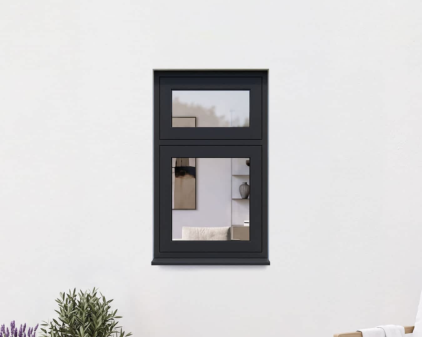 Revere Black Flush Casement Window 620 x 1040 Bottom Fixed Top Opener
