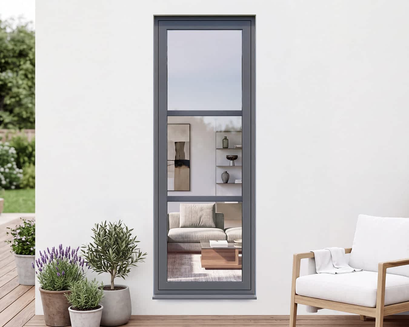 Revere Grey Industrial Flush Casement Window 750 x 2090 Fixed Pane