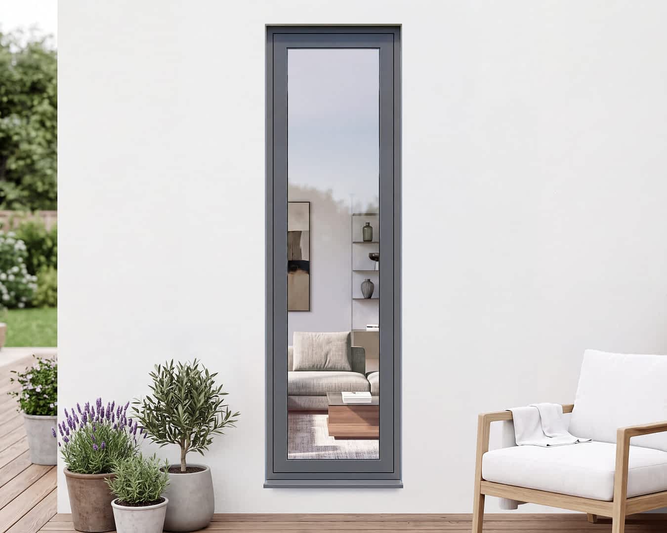 Revere Grey Flush Casement Fixed Window 630mm x 2100mm