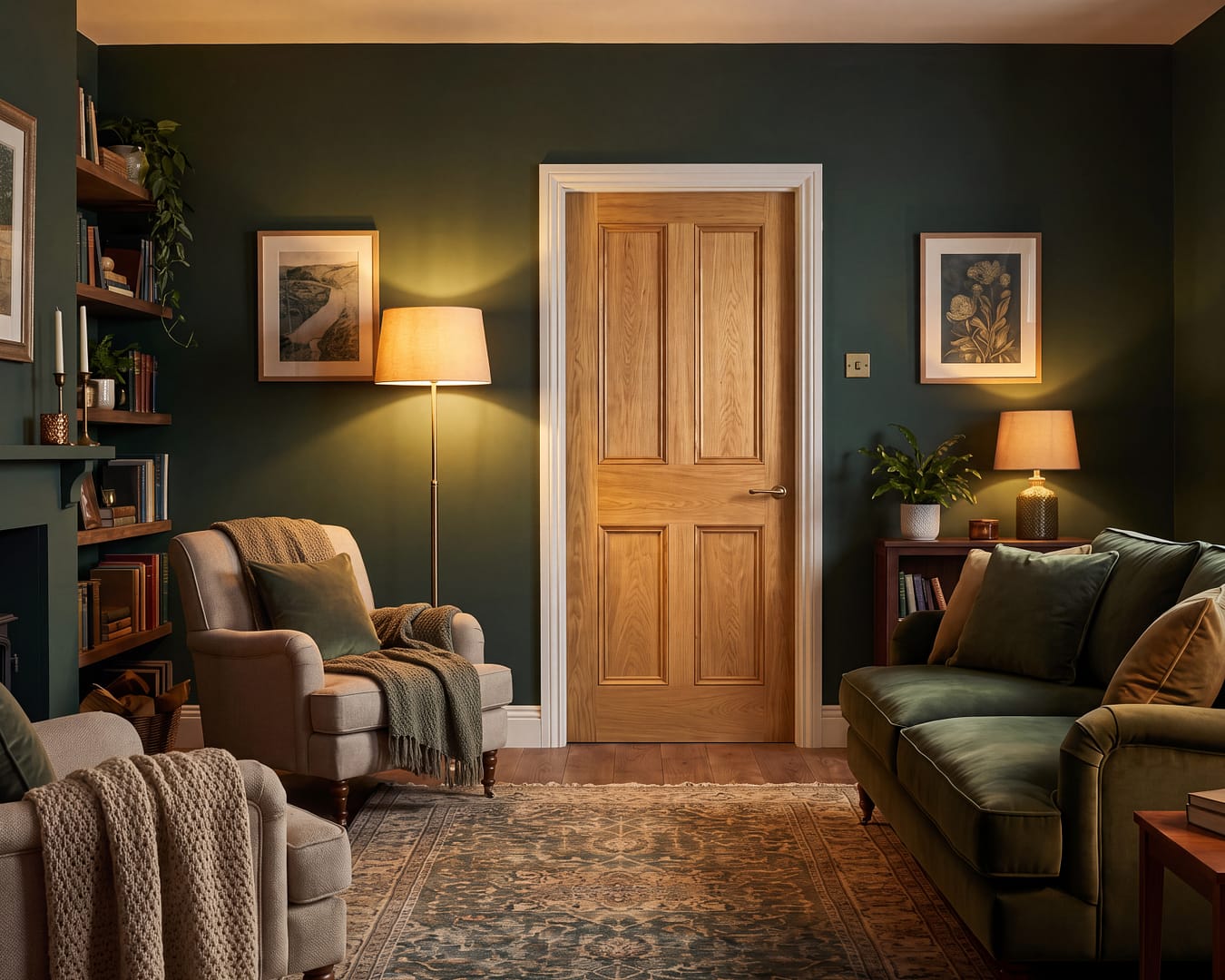 Flat 4 Panel Unfinished Oak Door - Wide Lifestyle Shot