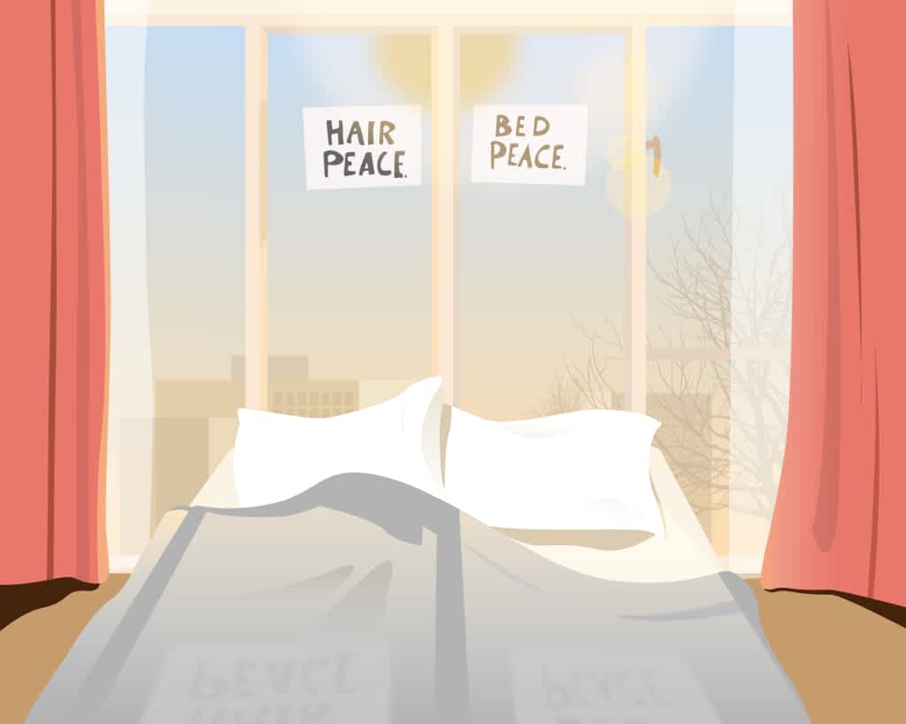 Illustration of John and Yoko's bedroom