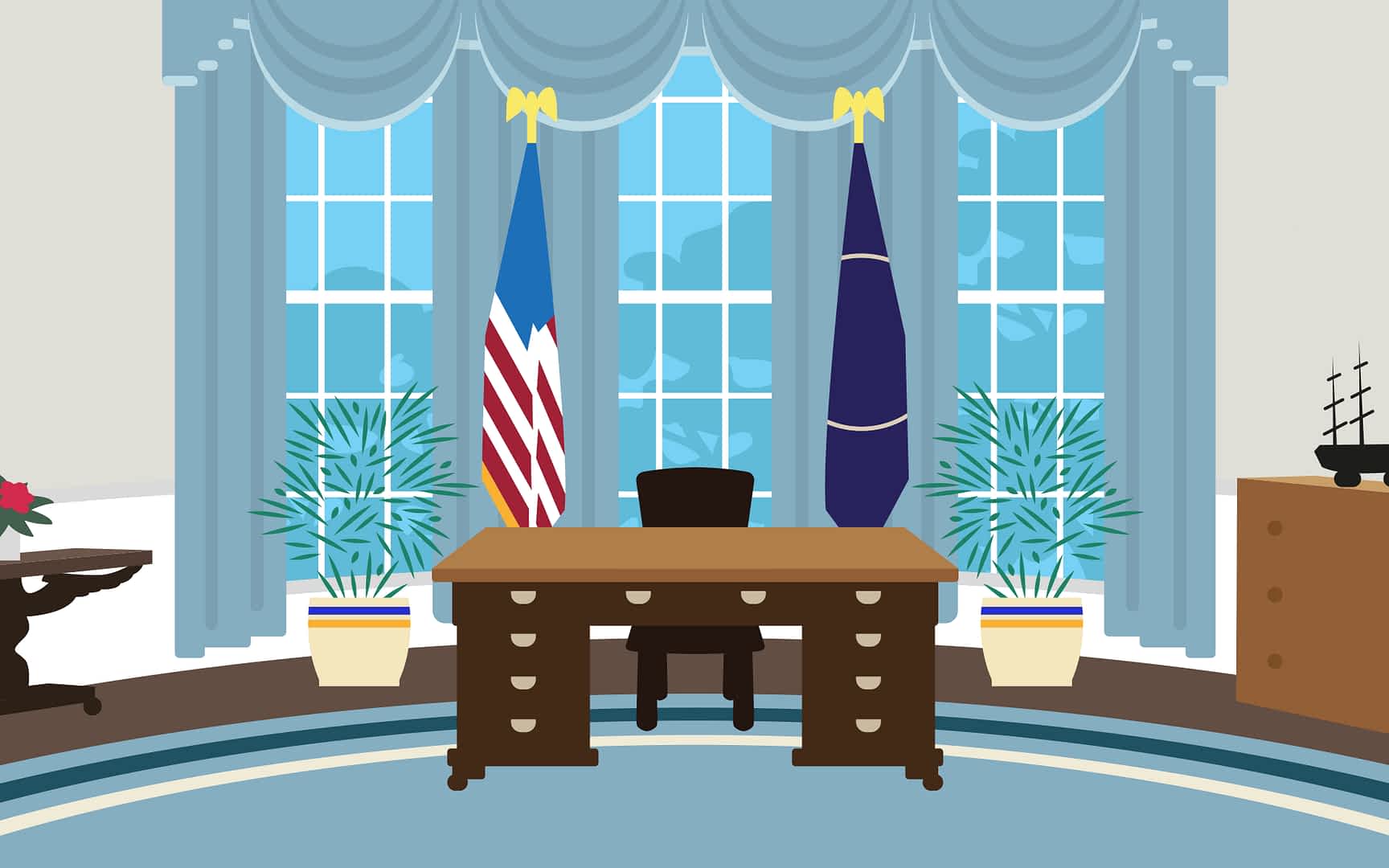 a digital illustration of the desk in the oval office