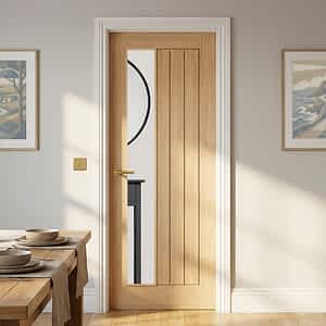 Oak Mexicano Clear Glazed Offset Door