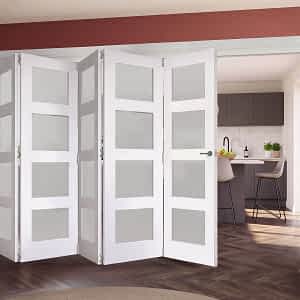 Vision White Primed 4 Light Frosted Internal Bifolds 5 door 5+0