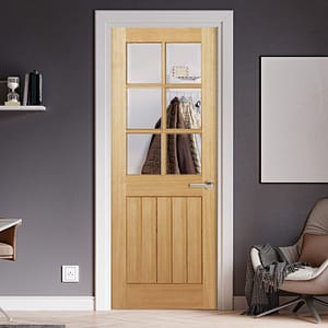 Mexicano 6L Pre-Finished Oak Door with Bevelled Glass Lifestyle