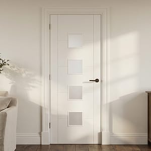 White Primed Vancouver 4L Frosted Glazed Internal Door