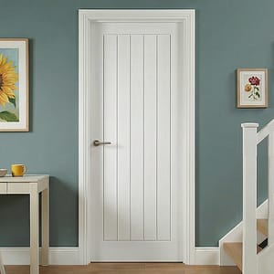 Textured Moulded White Vertical 5 Panel Door