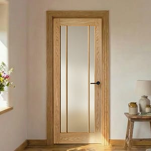 Oak Lincoln Glazed 3 Light Frosted Glass Door