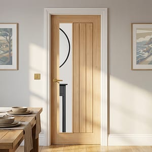 Oak Mexicano Clear Glazed Offset Door