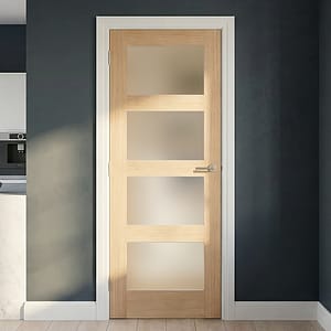 Oak Shaker Glazed 4 Light Frosted Door