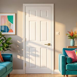 White Moulded Textured 6 Panel Door
