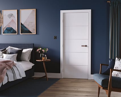 Horizontal Four Line White Moulded Internal Door Lifestyle