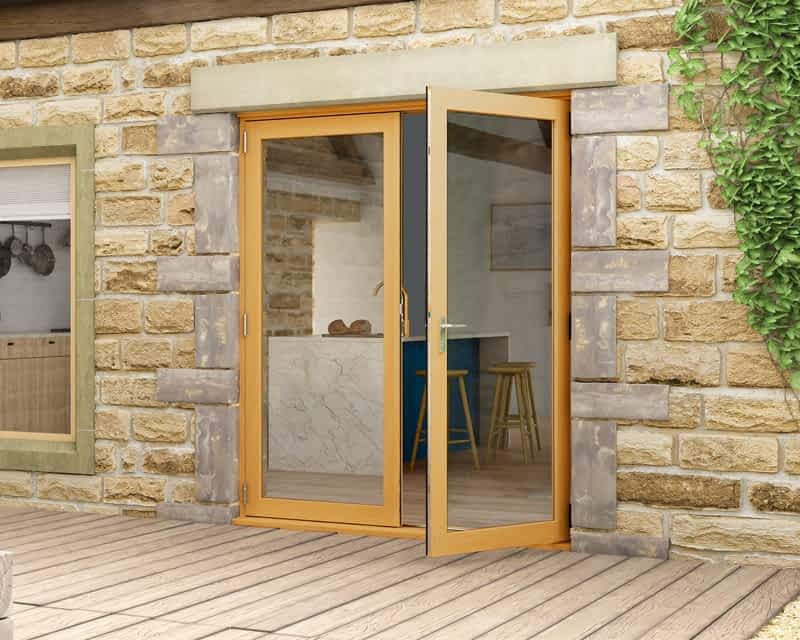 1800mm Evolve Oak Fully Finished French Doors - Open