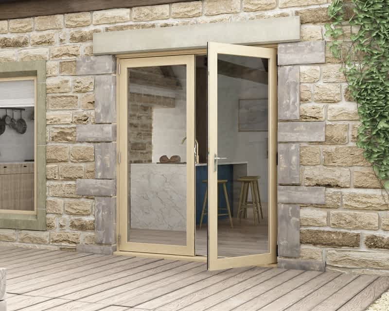 1800mm Icon Part Q Compliant Solid Oak French Doors - External Shot