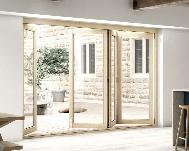 3000mm external unfinished oak bifold door - internal view