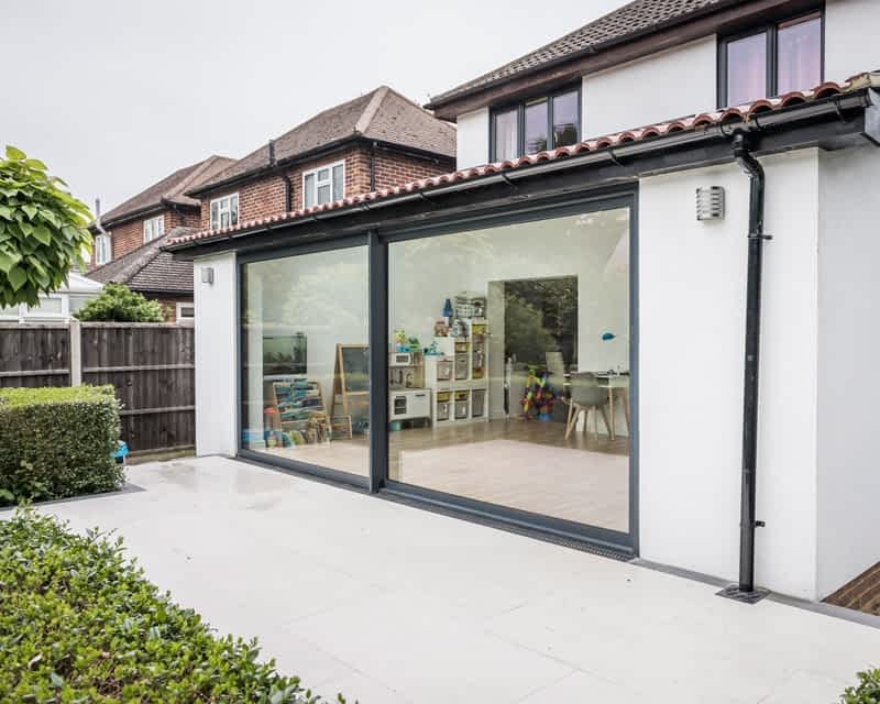 2100mm external aluminium sliding door. photo taken from inside