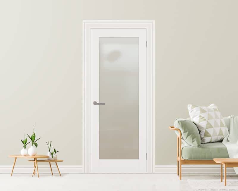 White Primed 1 Light Frosted Internal Door