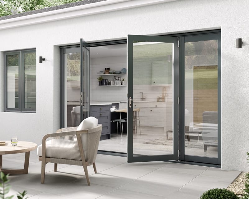 3000mm Aspect Grey French Doors - Open
