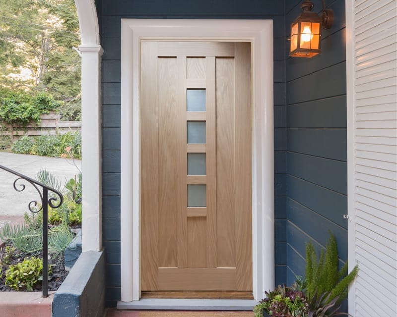 80 x 32 Newton Unfinished Oak External Front Door - Installed