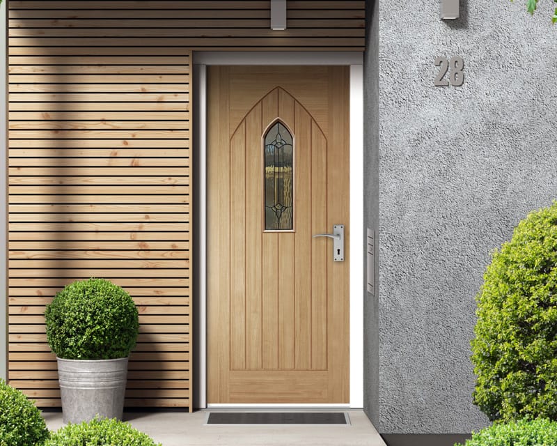 Westminster Unfinished Oak External Front Door - Lifestyle
