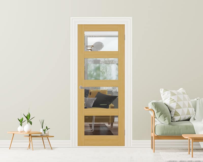 Prefinished Oak Glazed Shaker 4 Light Door Prefinished Oak Glazed Shaker 4 Light Door