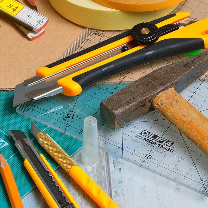 A collection of tools to use on internal doors